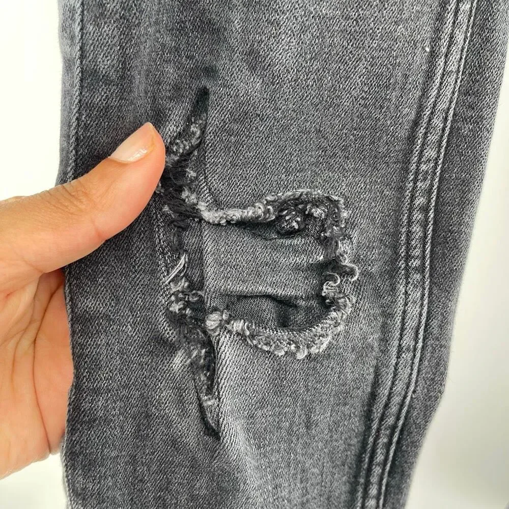 Abercrombie Kids Boys Faded Black Distressed Super Skinny Jeans 7/8 Long
